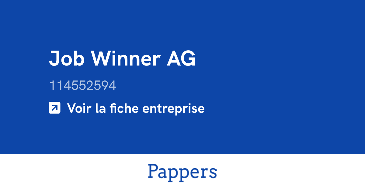 Job Winner AG (114552594) : Chiffre d'affaires & dirigeants
