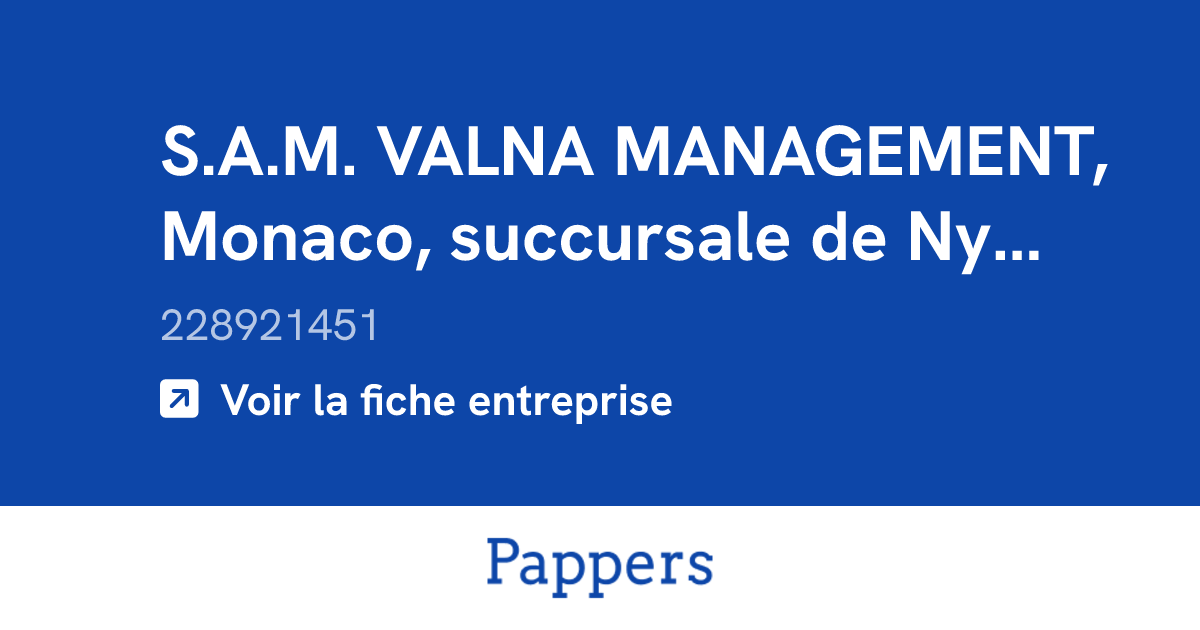 S.A.M. VALNA MANAGEMENT, Monaco, succursale de Nyon (228921451 ...